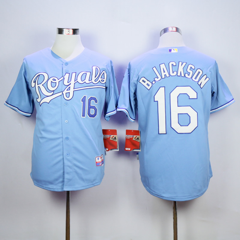 Men Kansas City Royals #16 B.Jackson Light Blue MLB Jerseys->kansas city royals->MLB Jersey